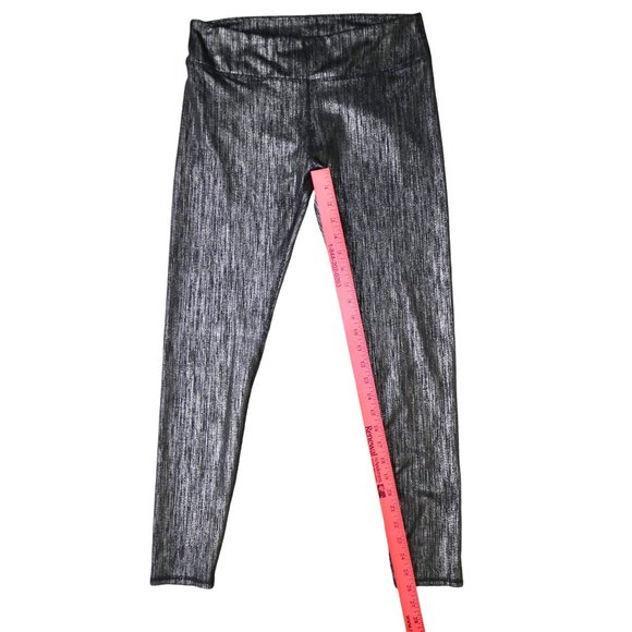 Fabletics Salar Define Mid Rise Leggings Black Icicle Print Metallic Size Medium - Picture 3 of 8